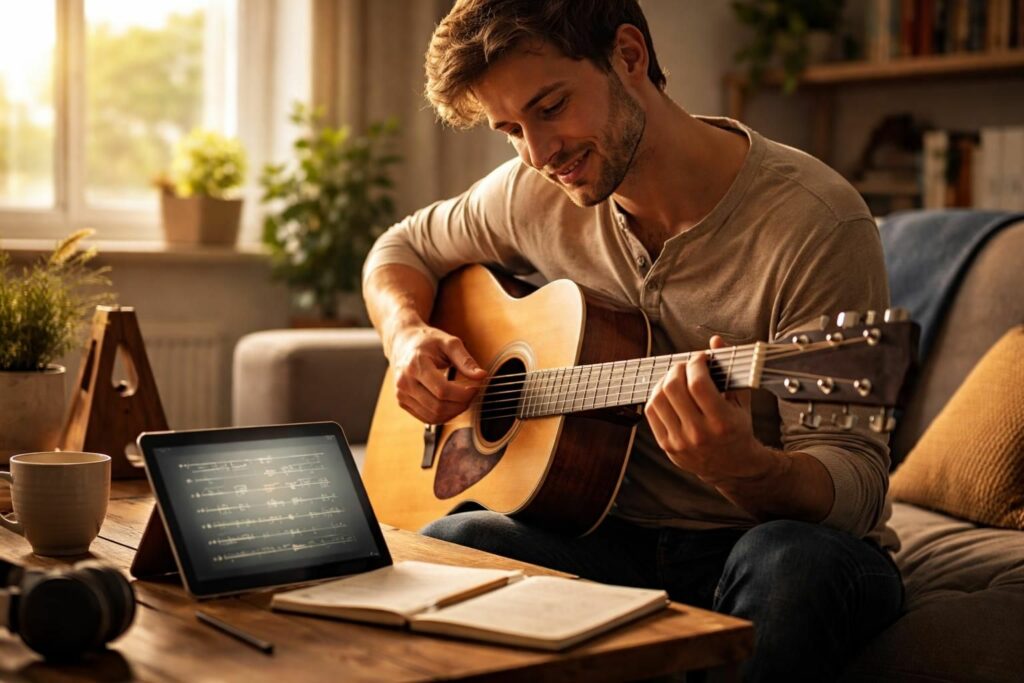 découvrez comment jouer vos morceaux préférés facilement grâce à notre boîte à chansons avec paroles et accords. apprenez à jouer la guitare en chantant vos titres favoris !