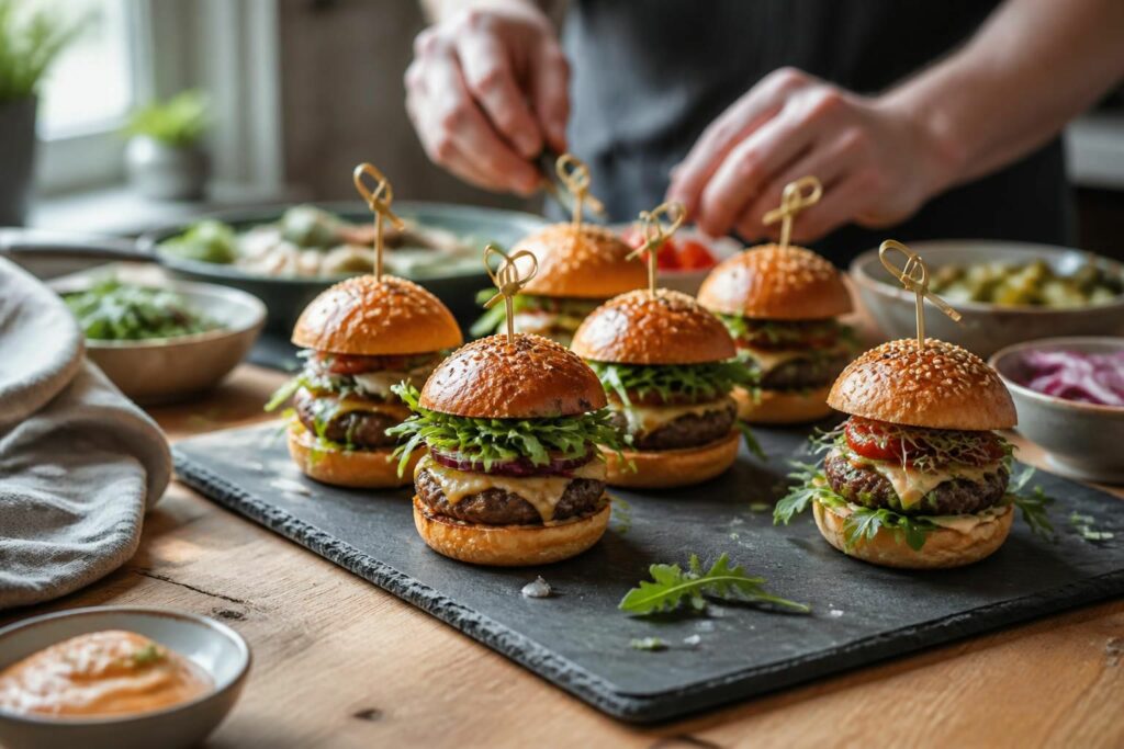 découvrez comment personnaliser vos mini burgers faits maison avec des garnitures créatives pour des saveurs uniques et gourmandes à chaque bouchée.