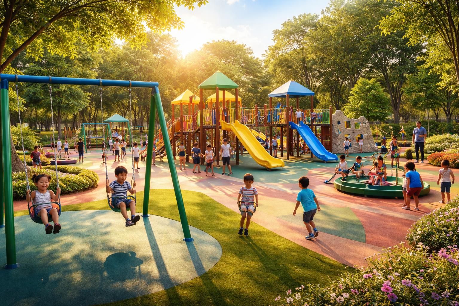découvrez des plaines de jeux sécurisées où les enfants s'amusent et s'épanouissent en toute tranquillité, mêlant sécurité et émerveillement.