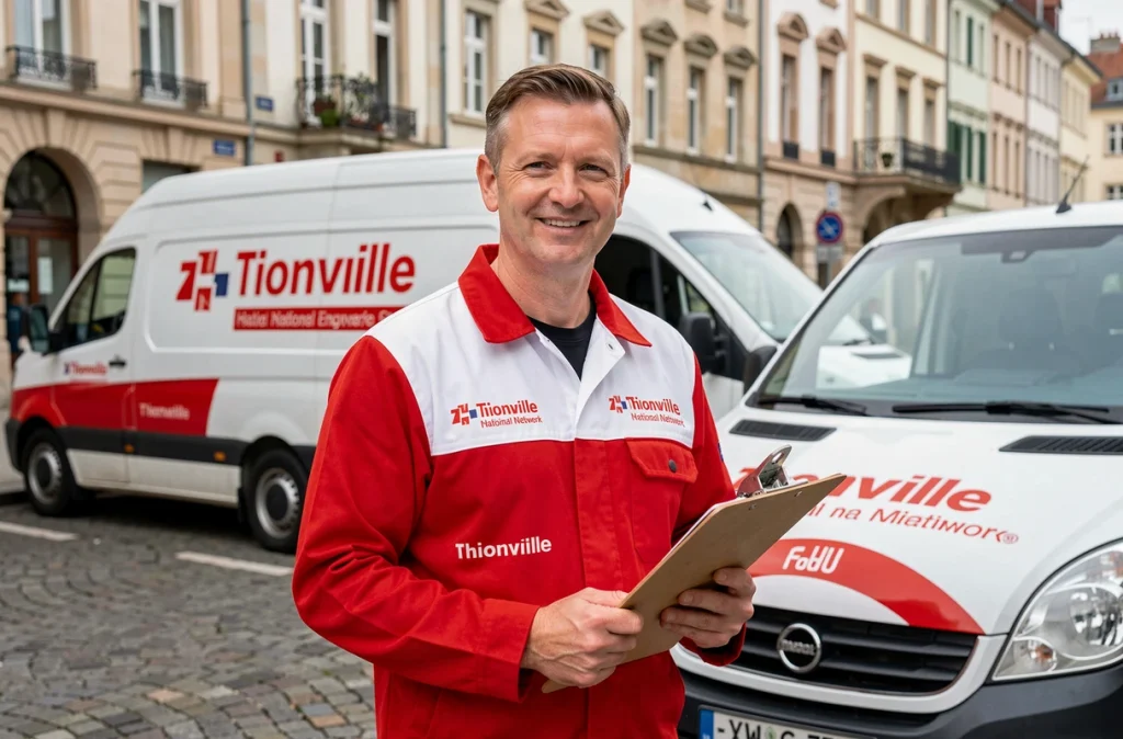 Plombier chauffagiste Garanka devant son véhicule de service à Thionville en Moselle